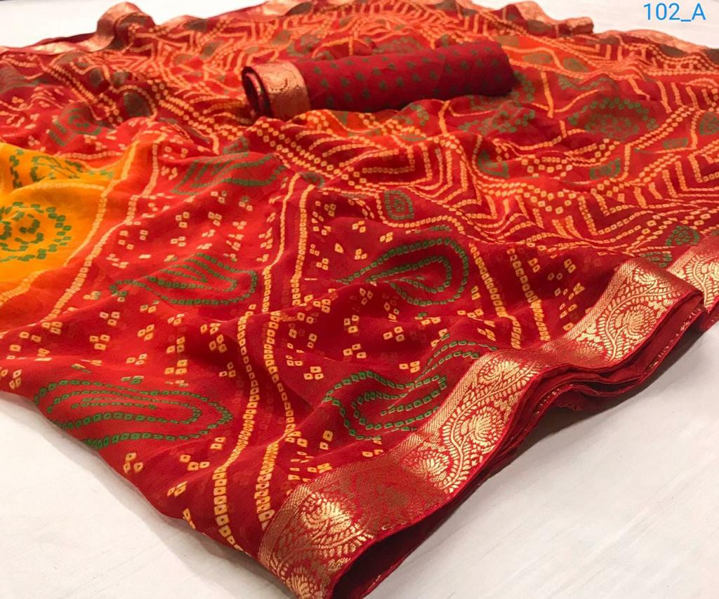 Rajyog Bandhej Latest New Chiffon Regular Wear Sarees Collection
